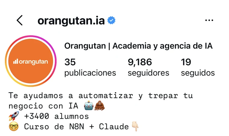 Perfil verificado de Orangutan en Instagram